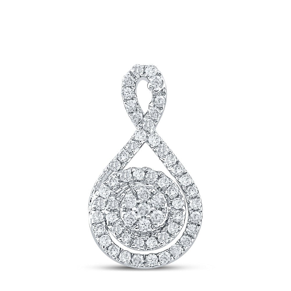 Radiant Diamond Cluster Pendant | 14kt White Gold Womens Round Diamond Cluster Pendant 1/4 Cttw | Splendid Jewellery - Splendid Jewellery