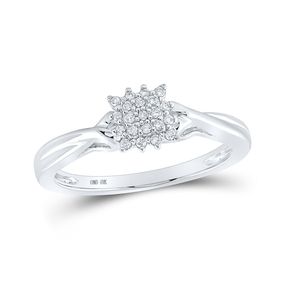 Radiant Diamond Cluster Ring | 10kt White Gold Womens Round Diamond Cluster Ring 1/10 Cttw - Splendid Jewellery