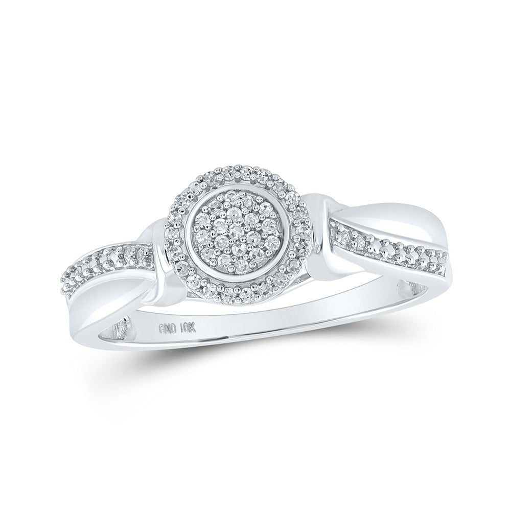 Radiant Diamond Cluster Ring | 10kt White Gold Womens Round Diamond Cluster Ring 1/10 Cttw | Splendid Jewellery - Splendid Jewellery
