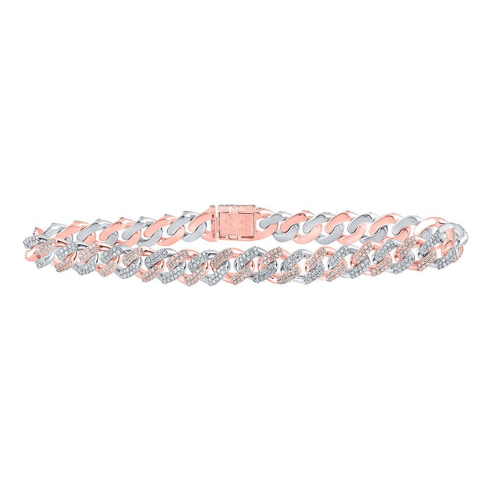 Radiant Diamond Cuban Link Bracelet in Two - tone Gold - 3 - 1/4 Carat Total Weight - Splendid Jewellery