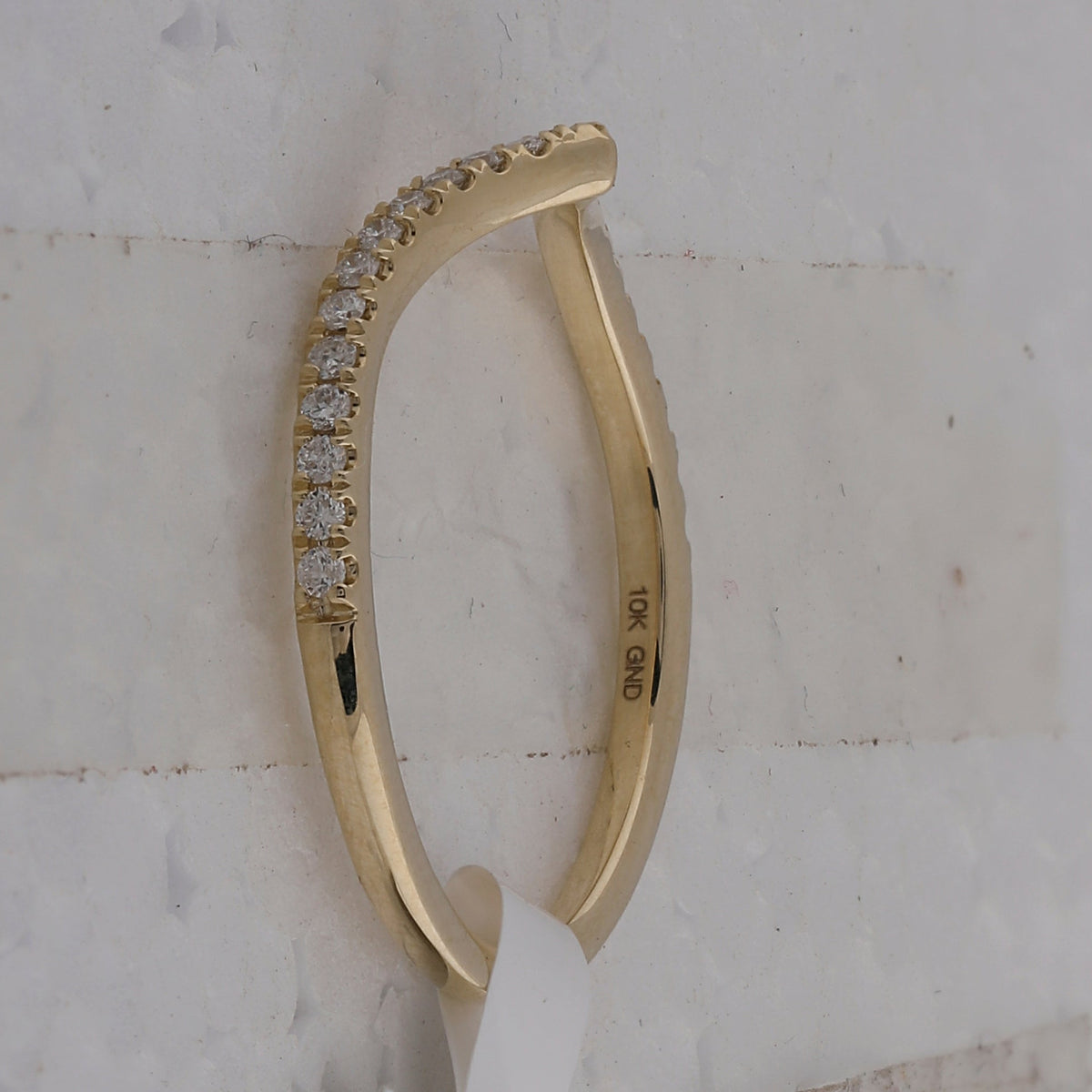 Radiant Diamond Stacking Band - 10kt Yellow Gold Chevron Ring with Sparkling Diamonds - Splendid Jewellery