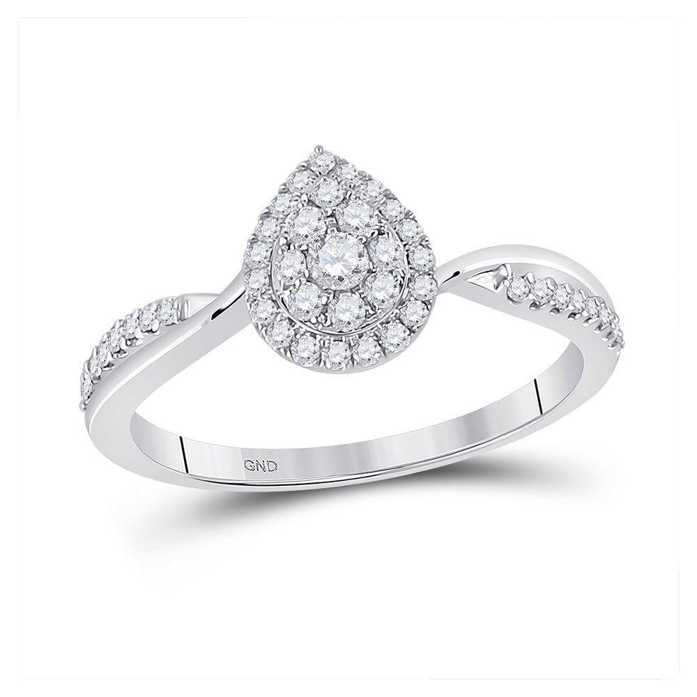 Radiant Diamond Teardrop Cluster Ring | 14kt White Gold Womens Round Diamond Ring 1/3 Cttw | Splendid Jewellery - Splendid Jewellery