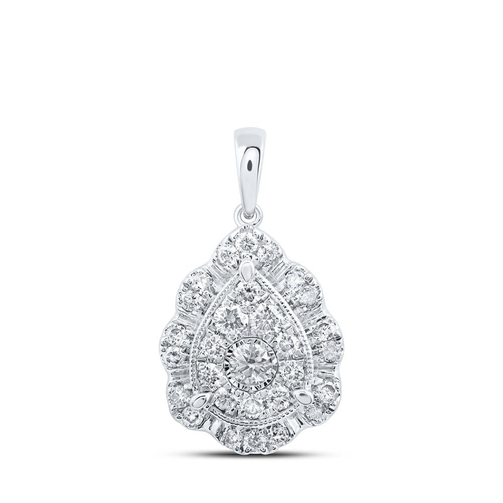Radiant Elegance: 10kt White Gold Teardrop Diamond Pendant - Splendid Jewellery