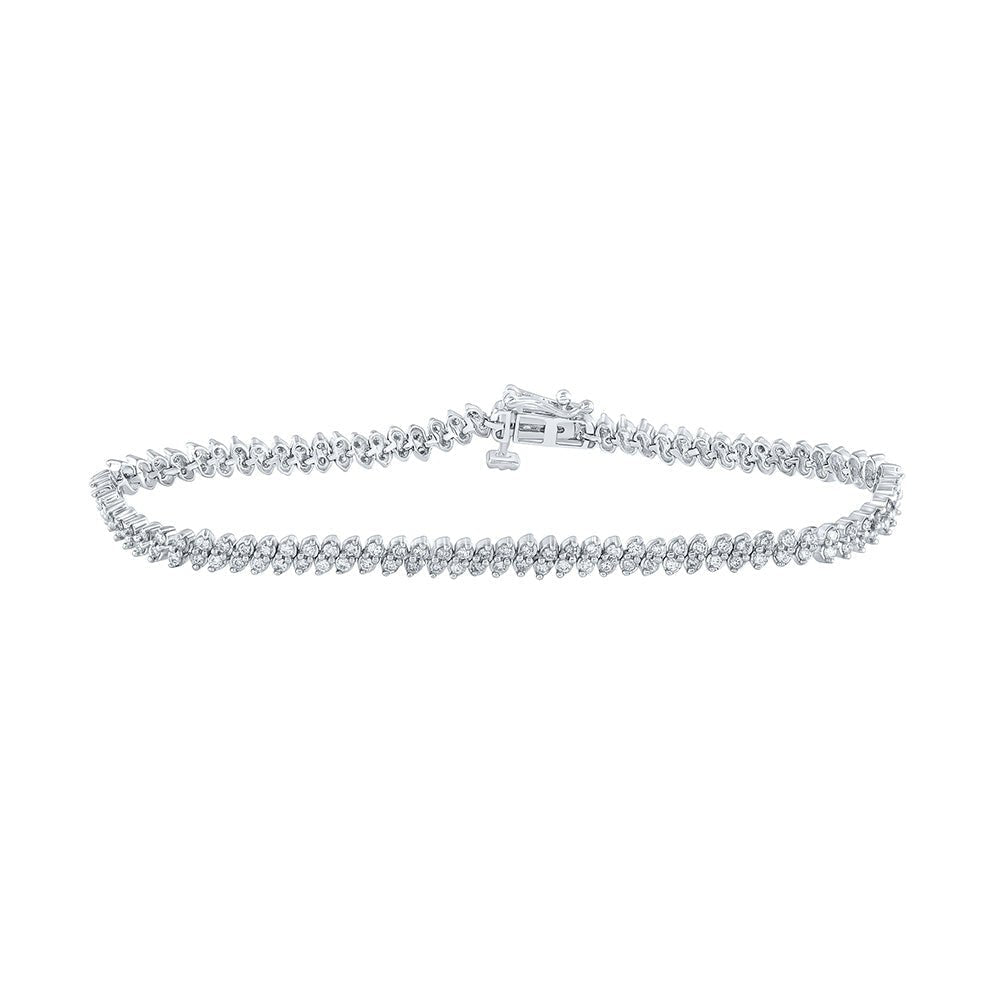 Radiant Elegance: 10kt White Gold Womens Round Diamond Tennis Bracelet 1 - 1/2 Cttw - Splendid Jewellery