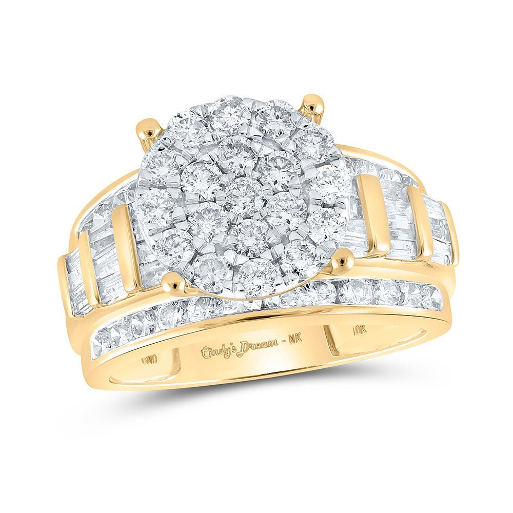 Radiant Elegance: 10kt Yellow Gold Diamond Cluster Bridal Wedding Ring - Splendid Jewellery