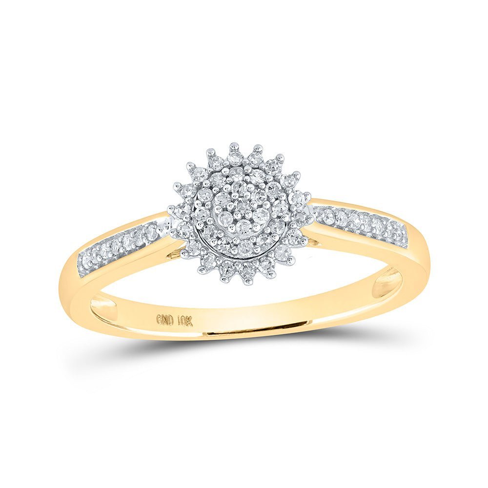 Radiant Elegance: 10kt Yellow Gold Diamond Cluster Ring 1/6 Cttw - Splendid Jewellery