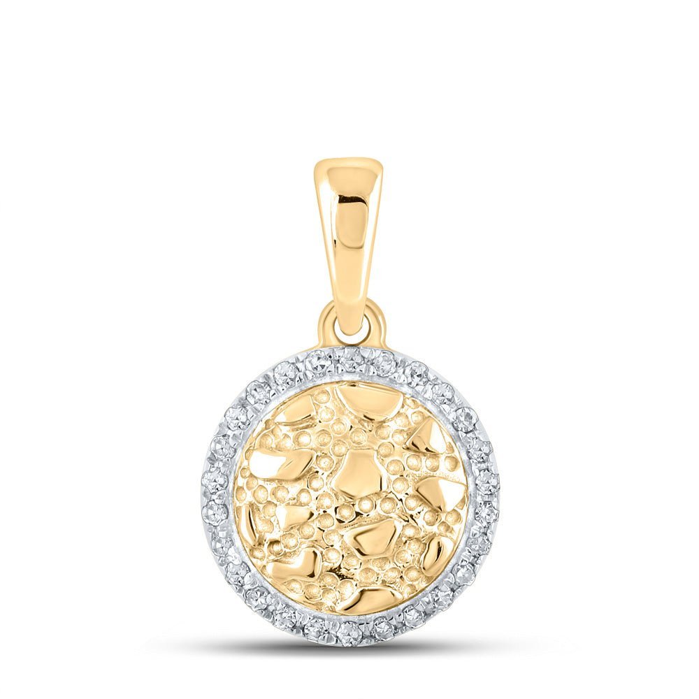 Radiant Elegance: 10kt Yellow Gold Diamond Nugget Circle Pendant - Splendid Jewellery