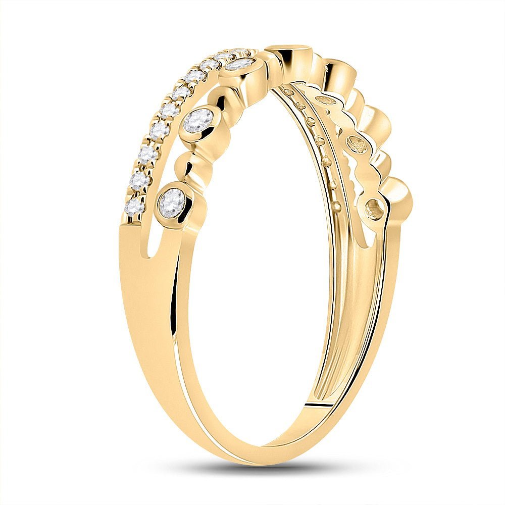Radiant Elegance: 10kt Yellow Gold Womens Round Diamond Band Ring 1/5 Cttw - Splendid Jewellery