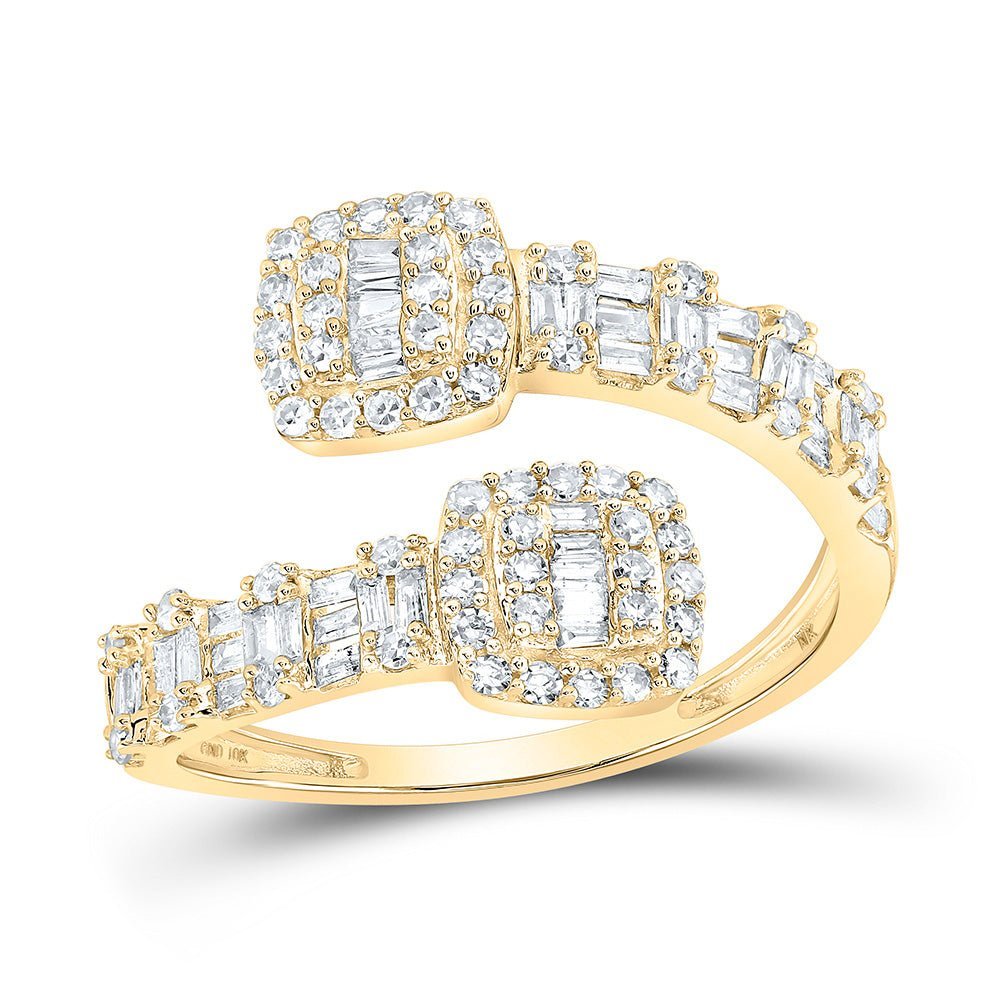 Radiant Elegance: 10kt Yellow Gold Womens Round Diamond Cushion Cuff Band Ring 5/8 Cttw - Splendid Jewellery