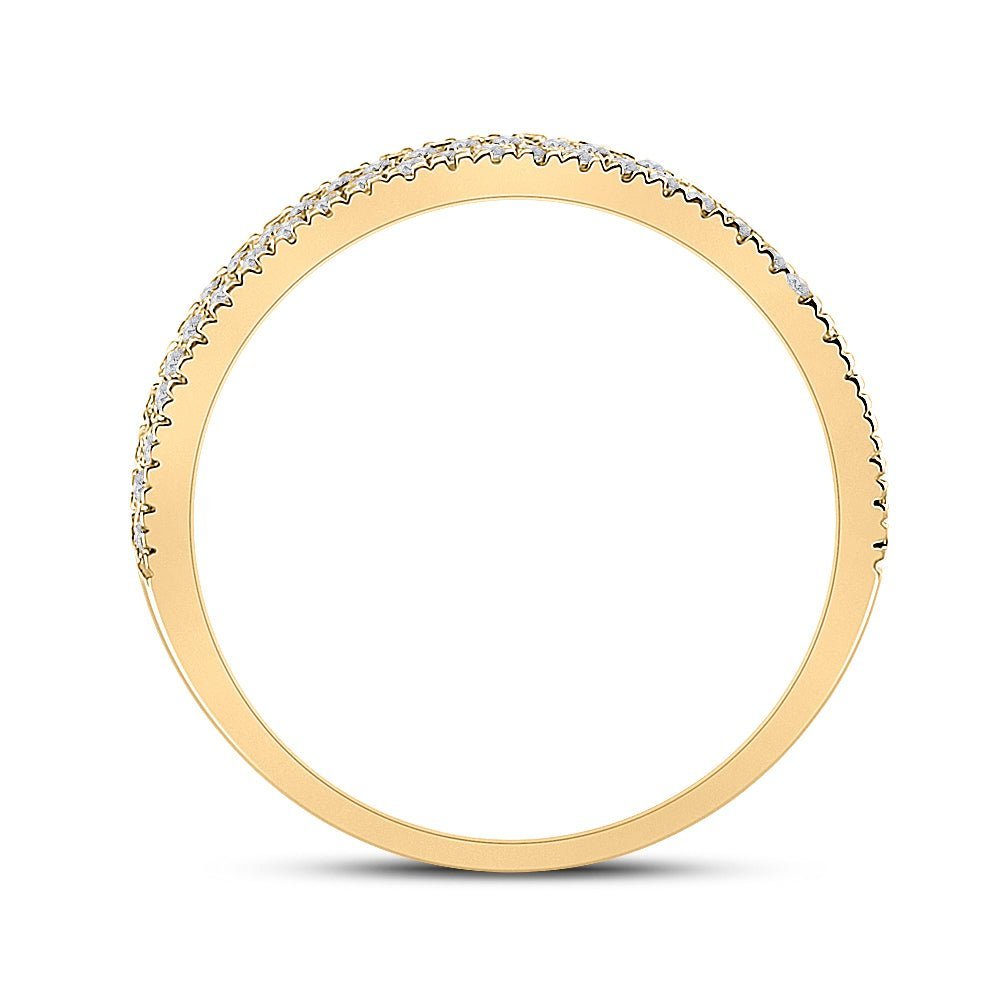 Radiant Elegance: 10kt Yellow Gold Womens Round Diamond Pave Band Ring 1/2 Cttw - Splendid Jewellery