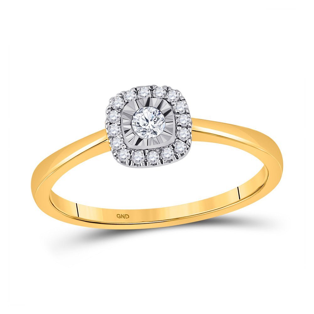 Radiant Elegance: 10kt Yellow Gold Womens Round Diamond Square Ring 1/6 Cttw - Splendid Jewellery