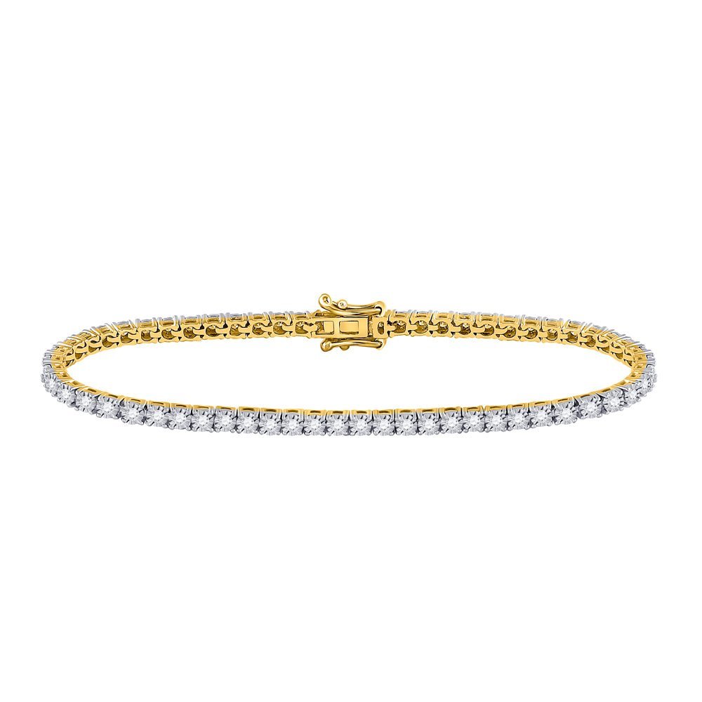 Radiant Elegance: 10kt Yellow Gold Womens Round Diamond Tennis Bracelet 1 Cttw - Splendid Jewellery