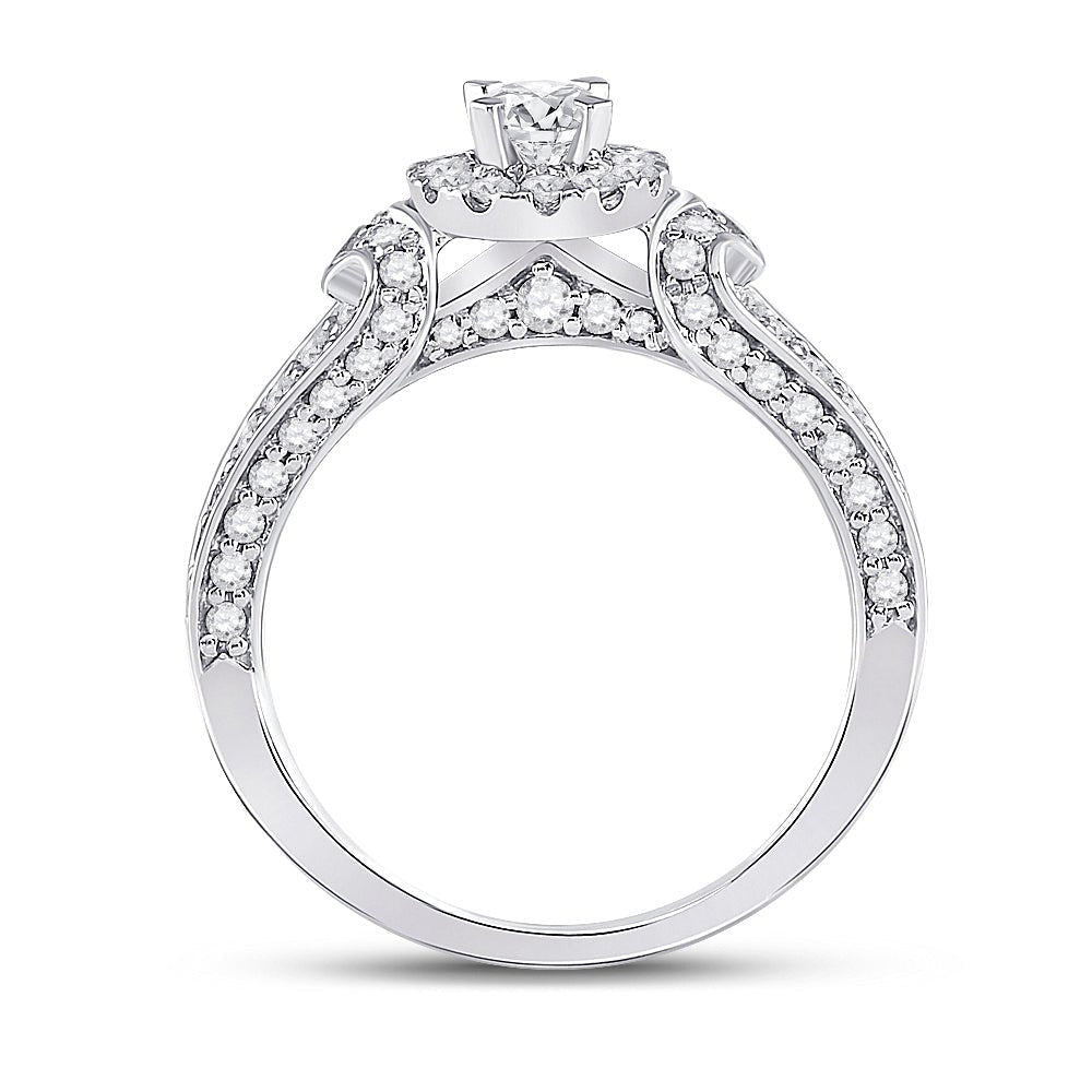 Radiant Elegance: 14kt White Gold Diamond Halo Bridal Wedding Engagement Ring - Splendid Jewellery