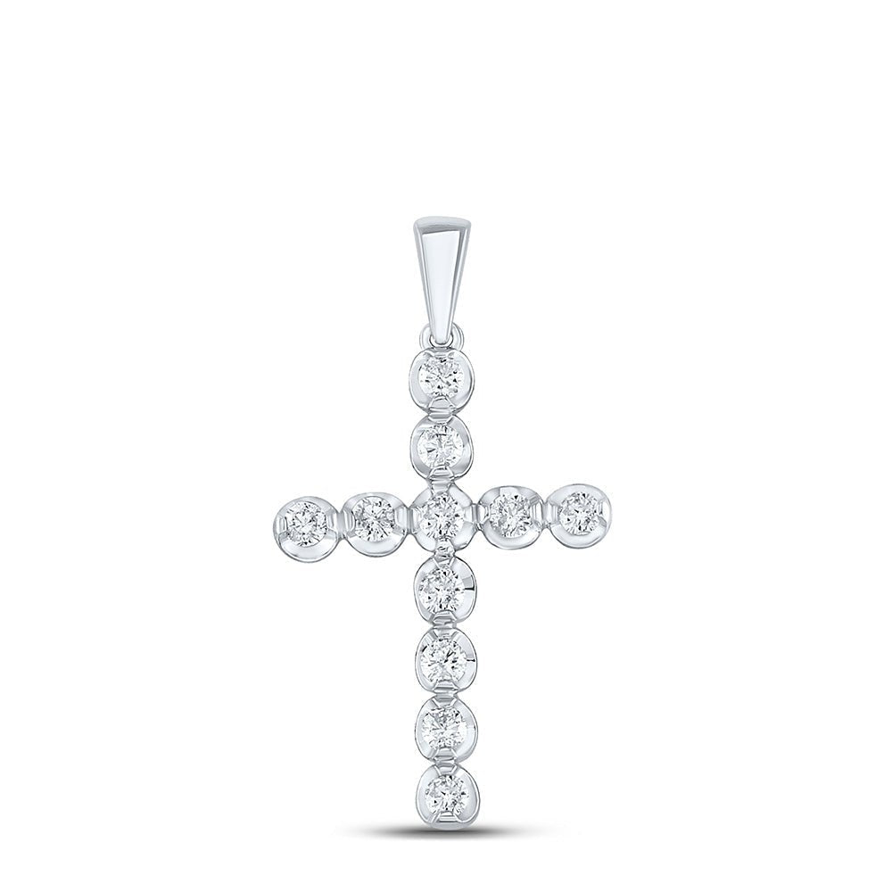 Radiant Faith: 10kt White Gold Diamond Cross Pendant - Splendid Jewellery
