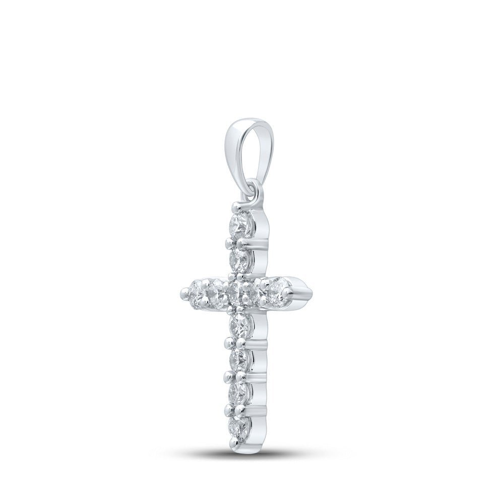 Radiant Faith: 10kt White Gold Diamond Cross Pendant - Splendid Jewellery