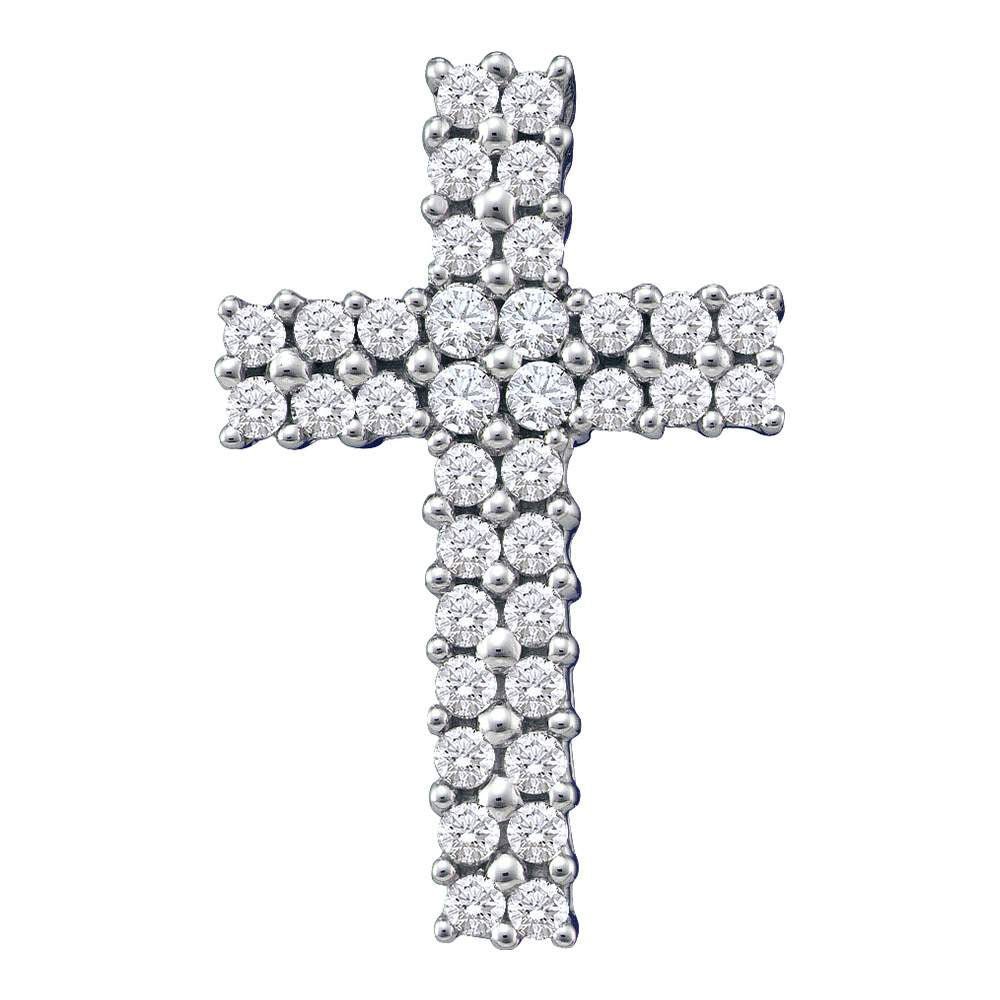 Radiant Faith: 14kt White Gold Diamond Cross Pendant - Splendid Jewellery