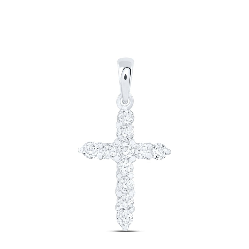 Radiant Faith: 14kt White Gold Diamond Cross Pendant - Splendid Jewellery