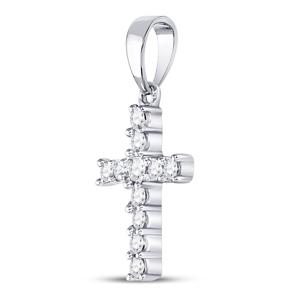 Radiant Faith: 14kt White Gold Diamond Cross Pendant - Splendid Jewellery