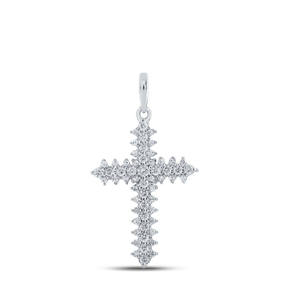 Radiant Faith Diamond Cross Pendant in 10kt White Gold - Splendid Jewellery