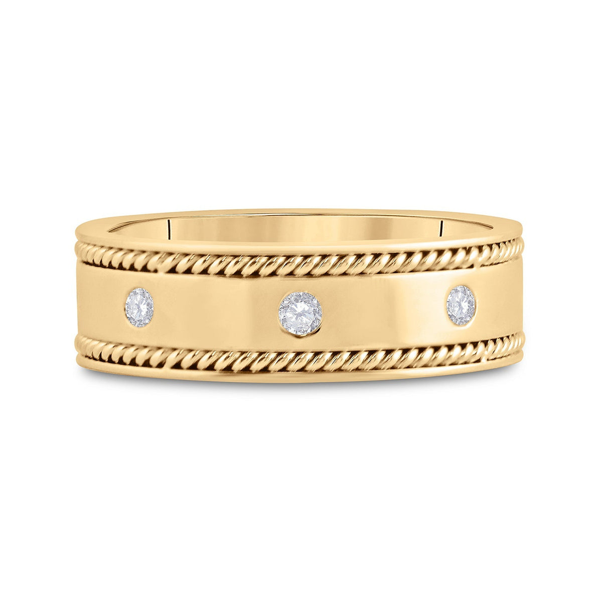 Radiant Glow 14kt Yellow Gold Men's Diamond Wedding Rope Band Ring 1/4 Cttw | Exquisite Wedding Collection - Splendid Jewellery