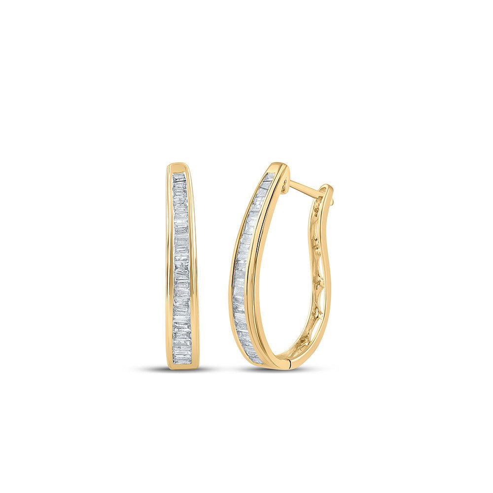 Radiant Glow Baguette Diamond Hoop Earrings - Splendid Jewellery
