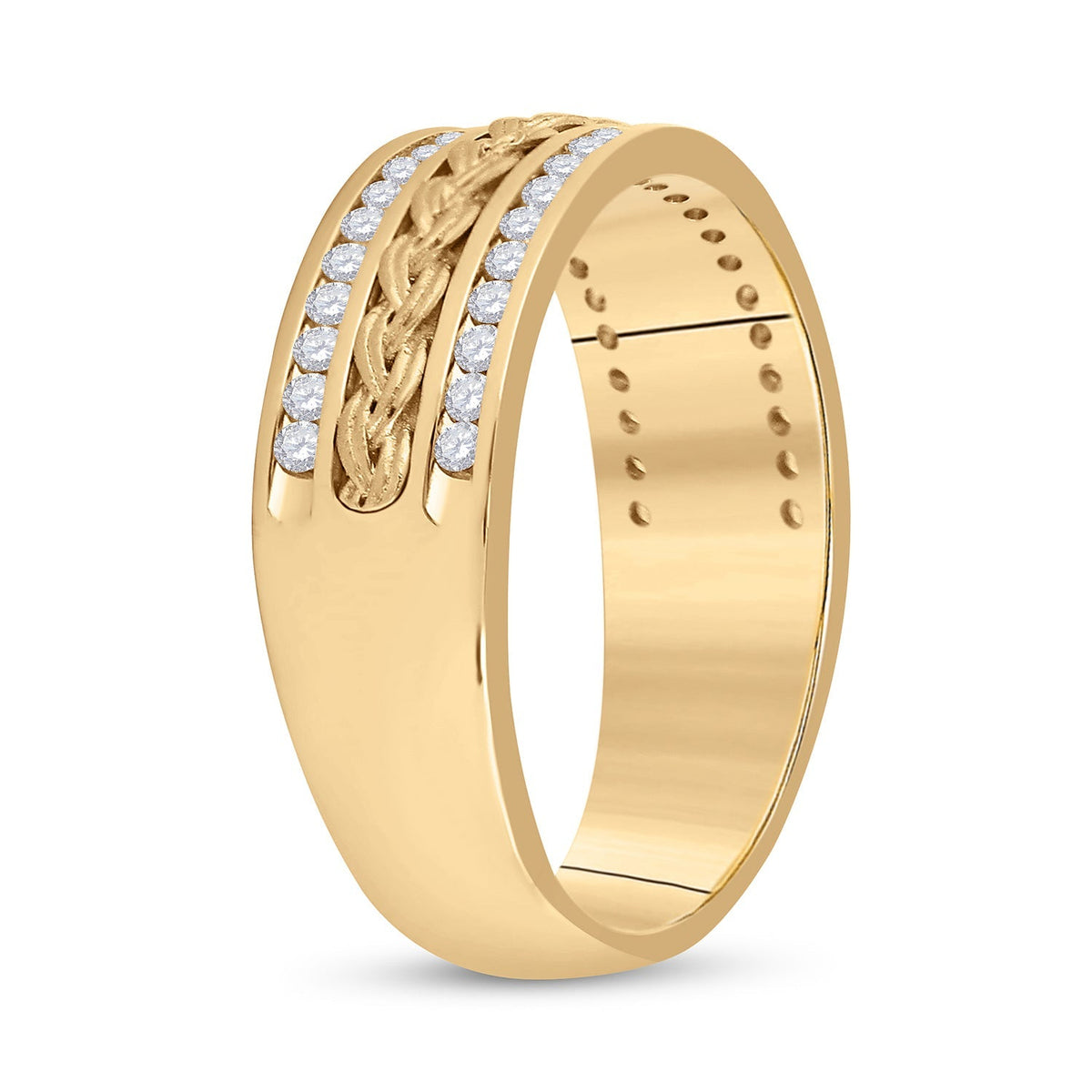 Radiant Gold and Diamond Braided Wedding Band - Timeless Elegance - Splendid Jewellery