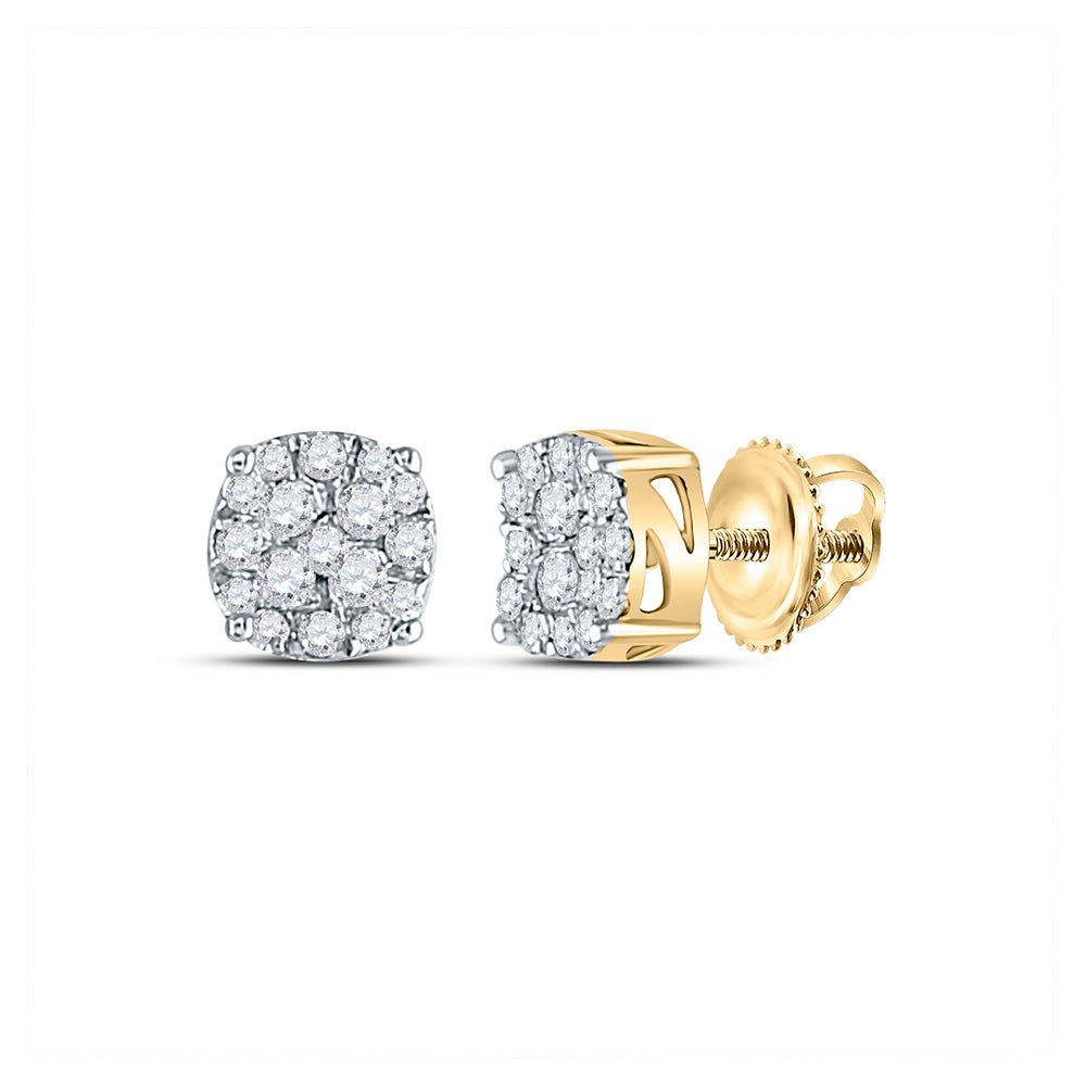 Radiant Gold Cluster Diamond Earrings - 1/4 Cttw for Men - Splendid Jewellery