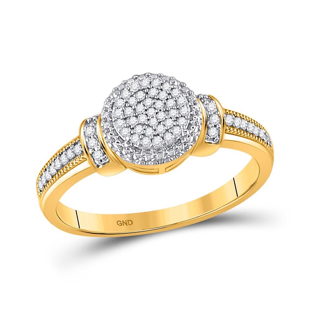 Radiant Halo Diamond Cluster Ring | 10kt Yellow Gold Womens Round Diamond Circle Cluster Ring 1/6 Cttw - Splendid Jewellery