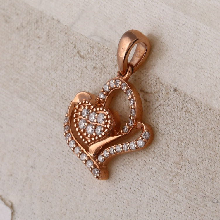 Radiant Love: 10kt Rose Gold Diamond Heart Pendant - Splendid Jewellery