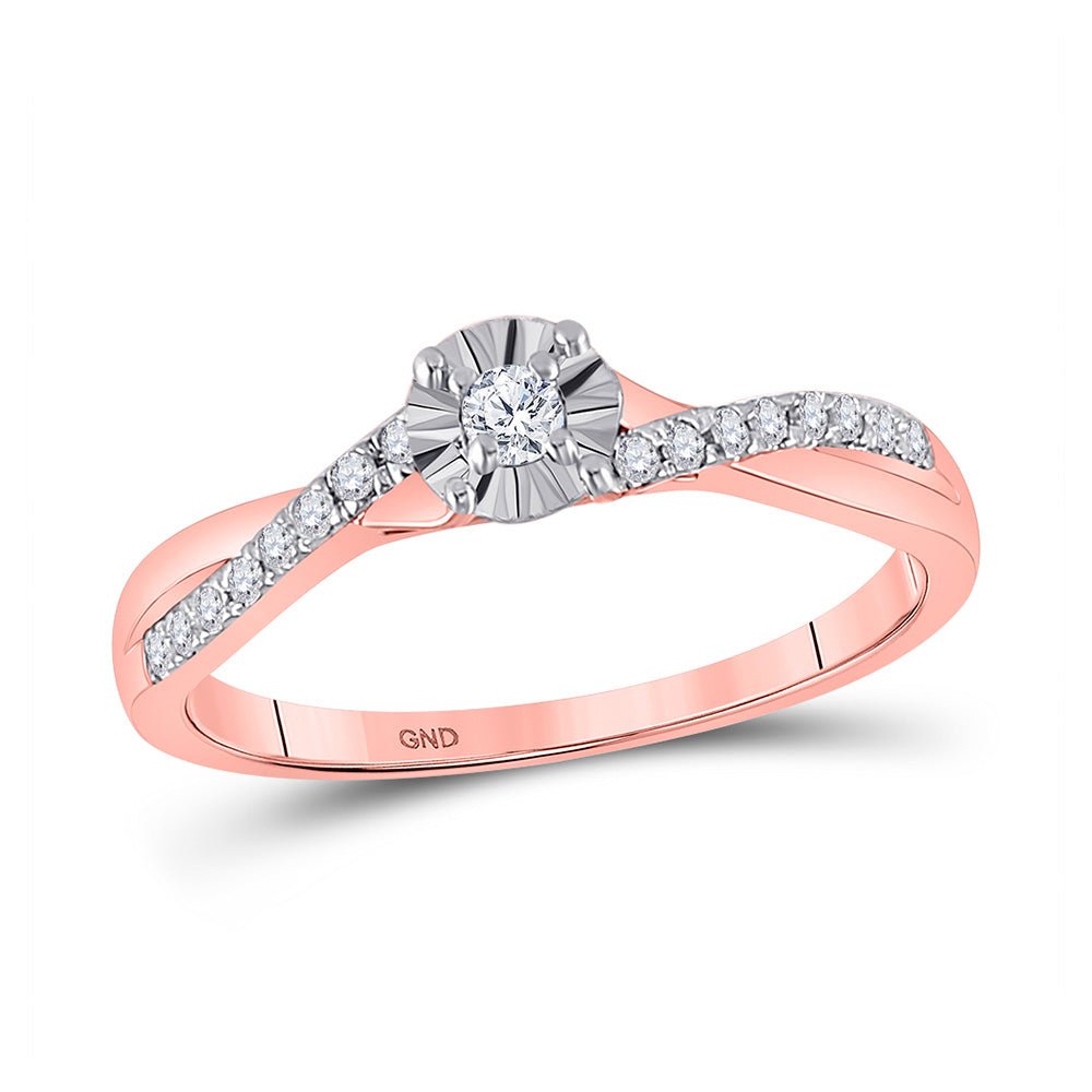 Radiant Love: 10kt Rose Gold Diamond Twist Promise Ring - Splendid Jewellery