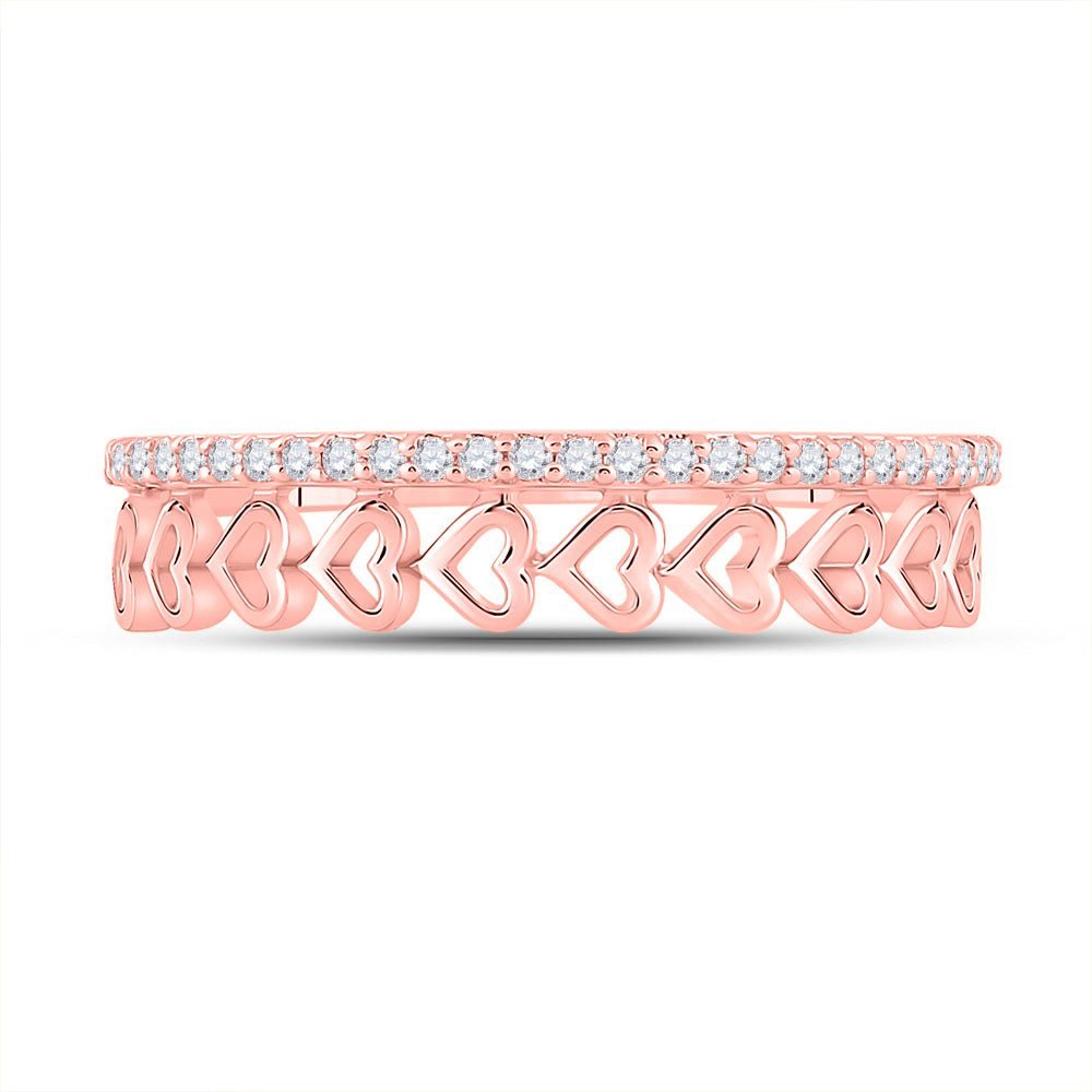 Radiant Love | 10kt Rose Gold Heart - Shaped Diamond Band Ring 1/6 Cttw - Splendid Jewellery