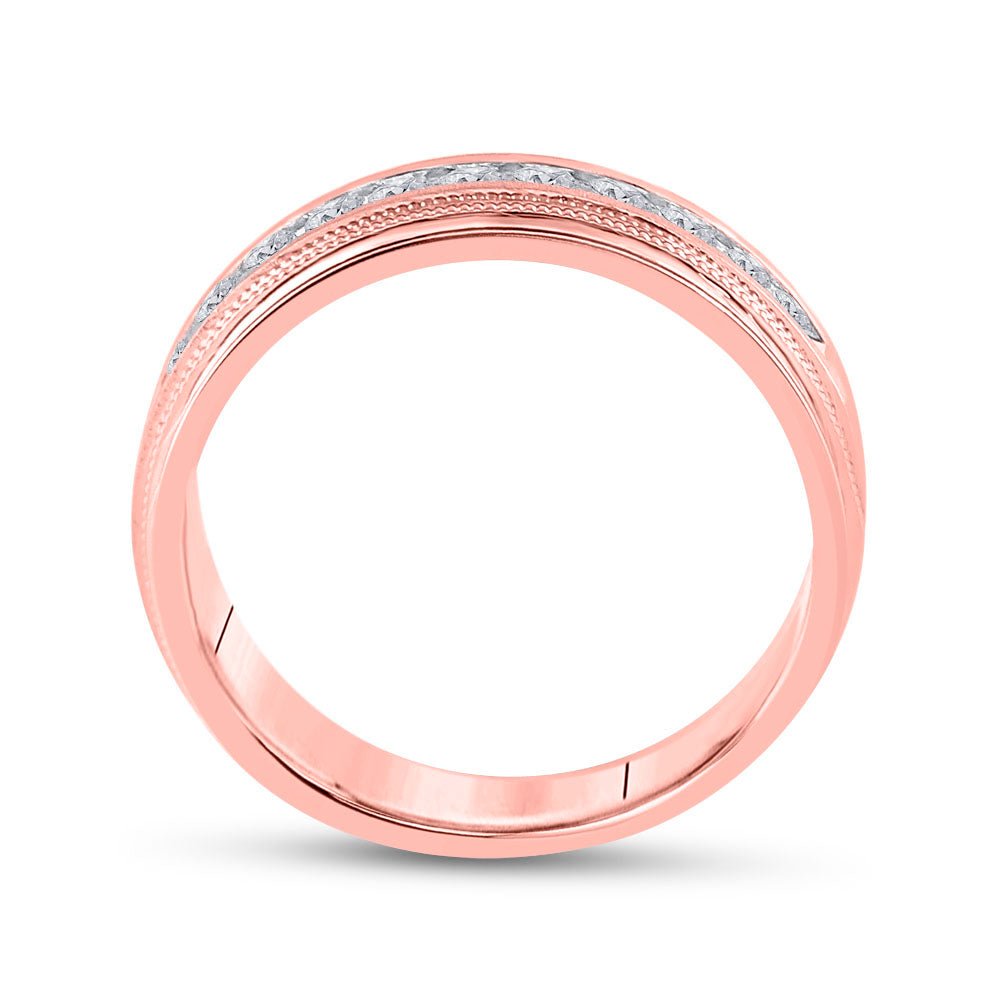 Radiant Love 10kt Rose Gold Mens Diamond Wedding Band Ring 1/2 Cttw - A Timeless Emblem of Devotion and Affection - Splendid Jewellery