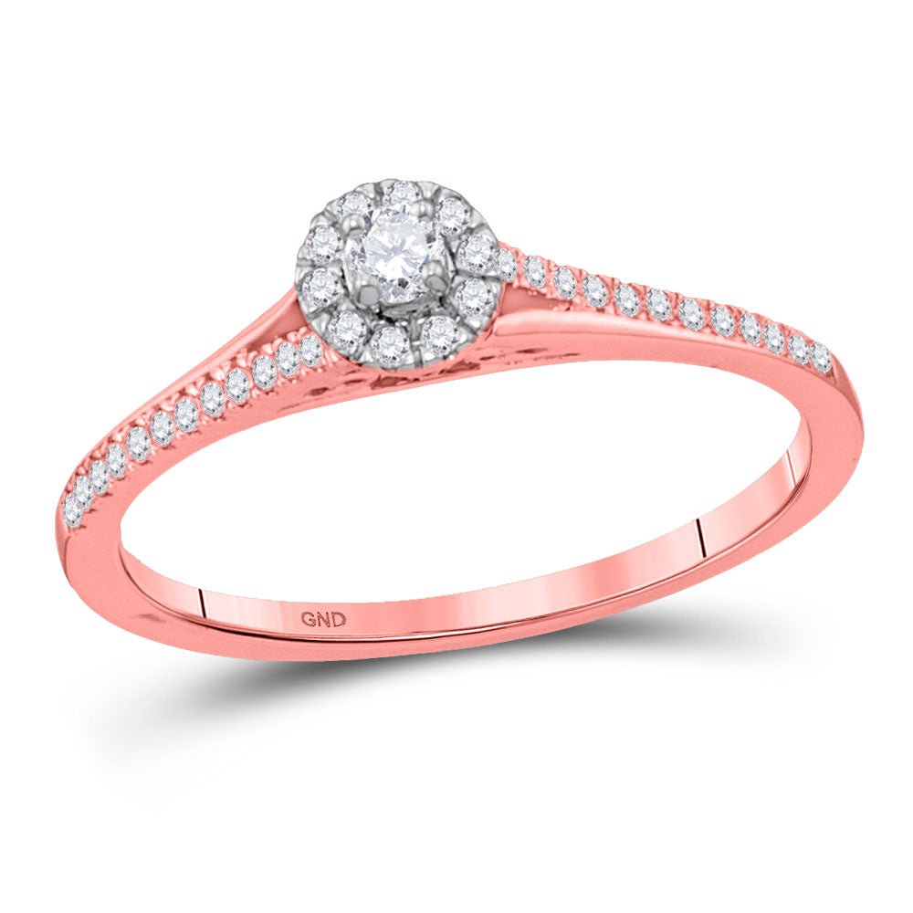 Radiant Love: 10kt Rose Gold Round Diamond Solitaire Bridal Wedding Engagement Ring 1/5 Cttw - Splendid Jewellery