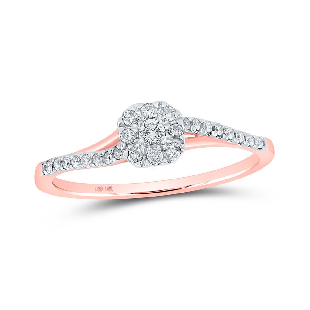 Radiant Love 10kt Rose Gold Womens Round Diamond Square Halo Promise Ring 1/5 Cttw - Splendid Jewellery