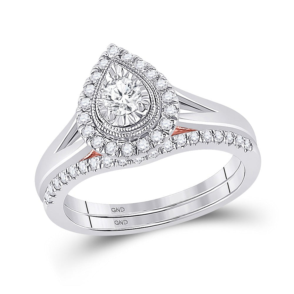 Radiant Love: 10kt Two - tone Gold Diamond Bridal Wedding Ring Band Set - Splendid Jewellery