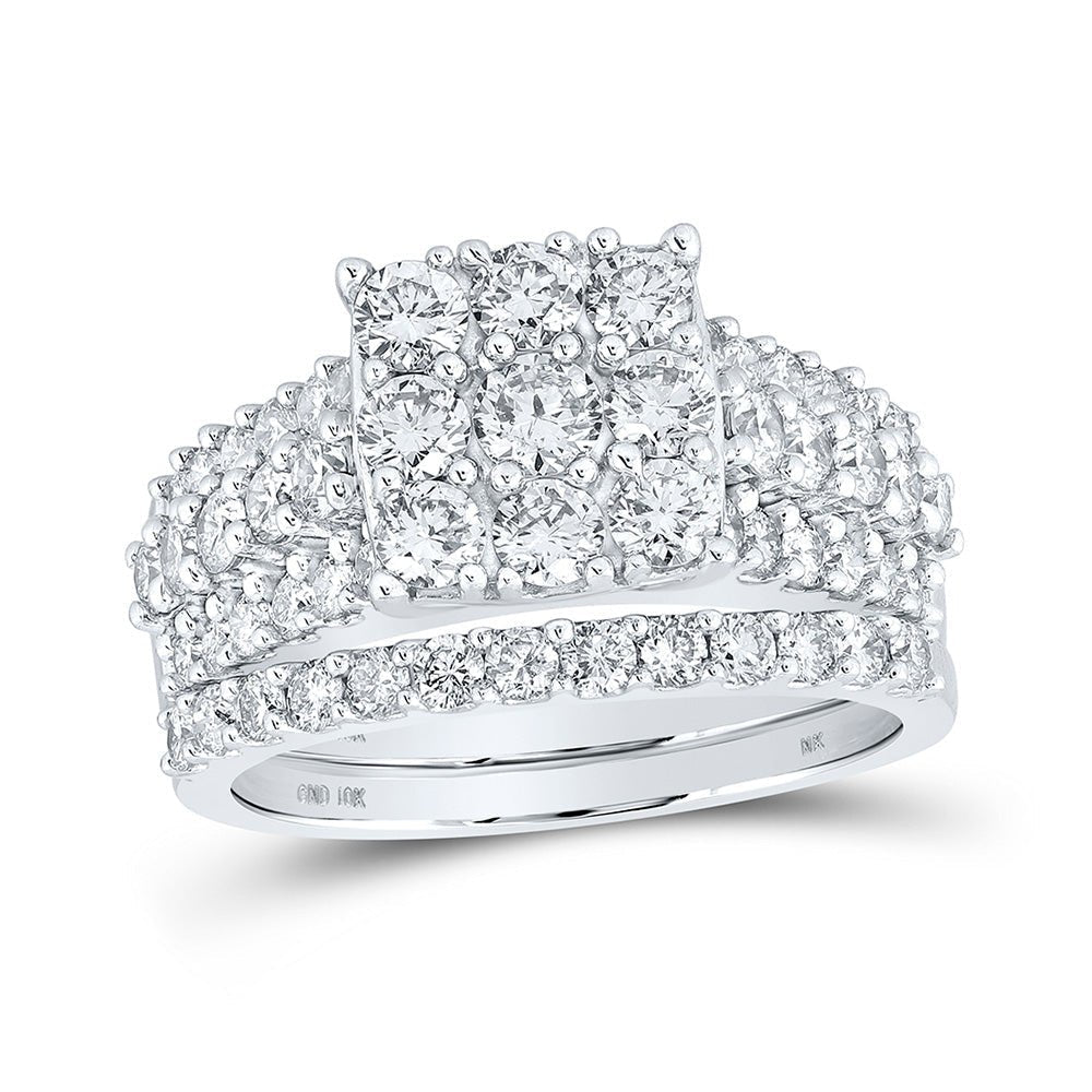 Radiant Love | 10kt White Gold Diamond Bridal Wedding Ring Band Set 2 Cttw | Splendid Jewellery - Splendid Jewellery