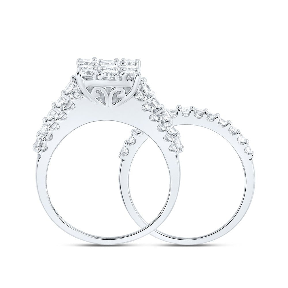 Radiant Love | 10kt White Gold Diamond Bridal Wedding Ring Band Set 2 Cttw | Splendid Jewellery - Splendid Jewellery