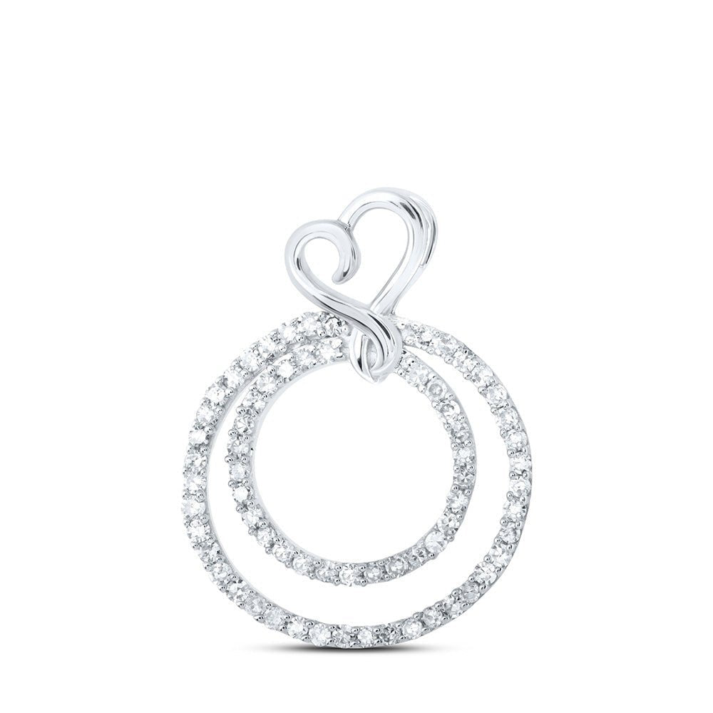 Radiant Love: 10kt White Gold Diamond Circle Heart Pendant - Splendid Jewellery