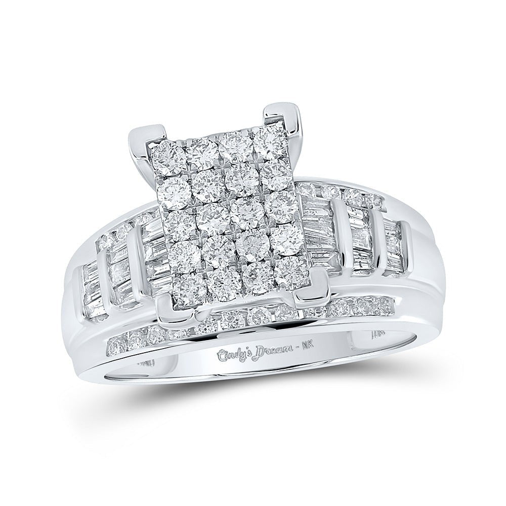 Radiant Love: 10kt White Gold Diamond Cluster Bridal Wedding Engagement Ring - Splendid Jewellery