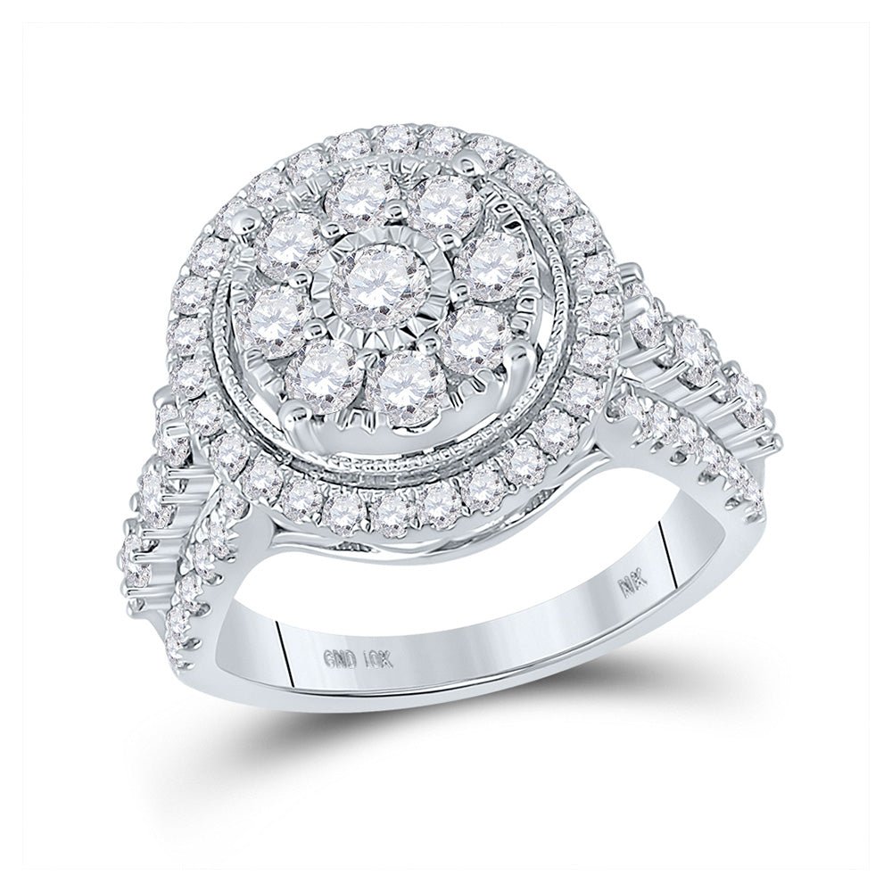 Radiant Love: 10kt White Gold Diamond Cluster Bridal Wedding Engagement Ring - Splendid Jewellery