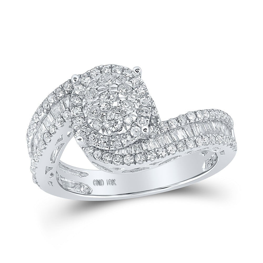 Radiant Love: 10kt White Gold Diamond Cluster Bridal Wedding Engagement Ring - Splendid Jewellery