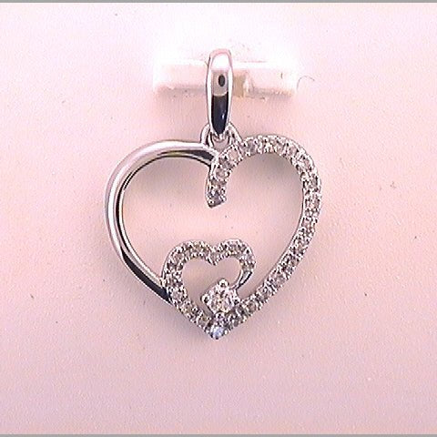 Radiant Love: 10kt White Gold Diamond Heart Pendant - Splendid Jewellery
