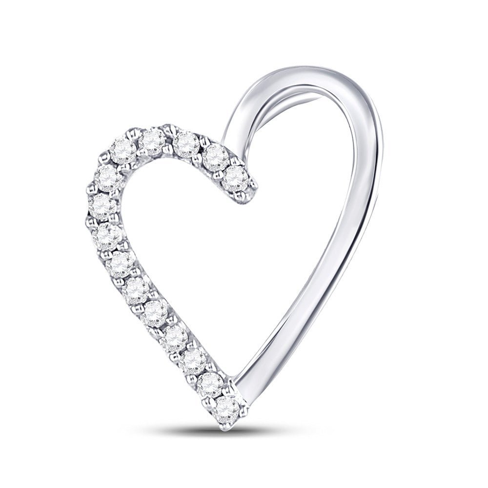 Radiant Love: 10kt White Gold Diamond Heart Pendant - Splendid Jewellery