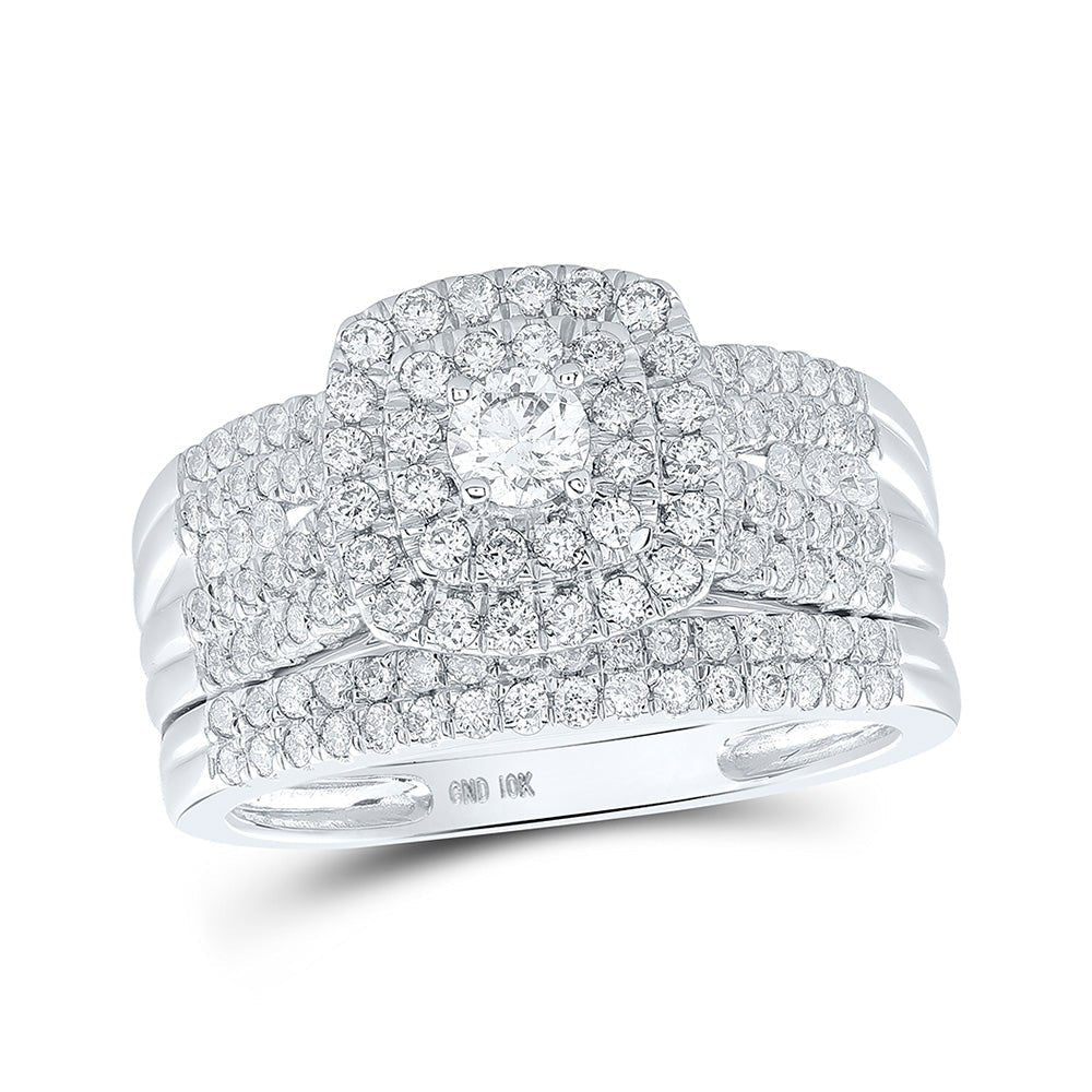 Radiant Love 10kt White Gold Diamond Square Bridal Wedding Ring Band Set - Splendid Jewellery