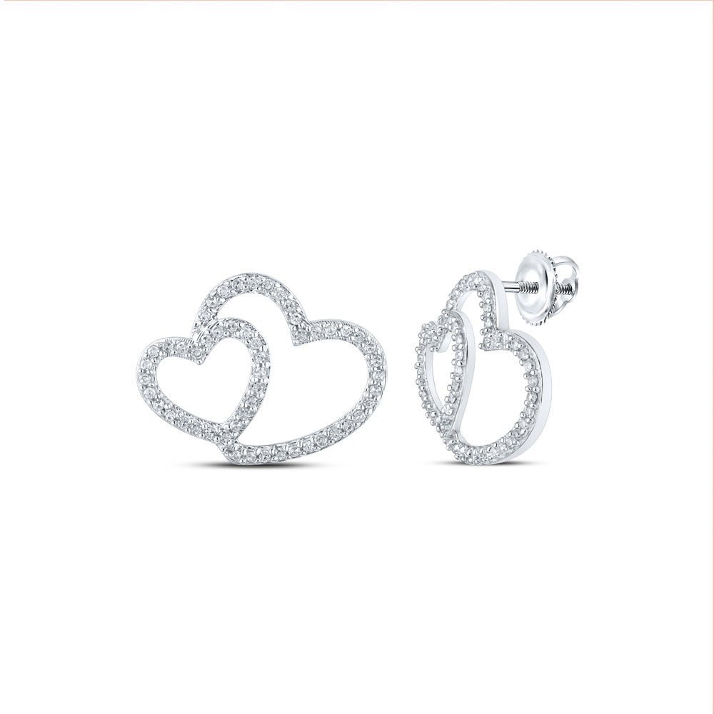Radiant Love: 10kt White Gold Heart Diamond Earrings - Splendid Jewellery