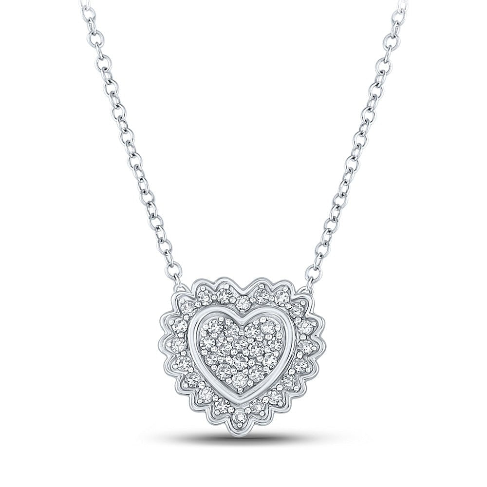 Radiant Love: 10kt White Gold Heart Diamond Pendant Necklace - Splendid Jewellery