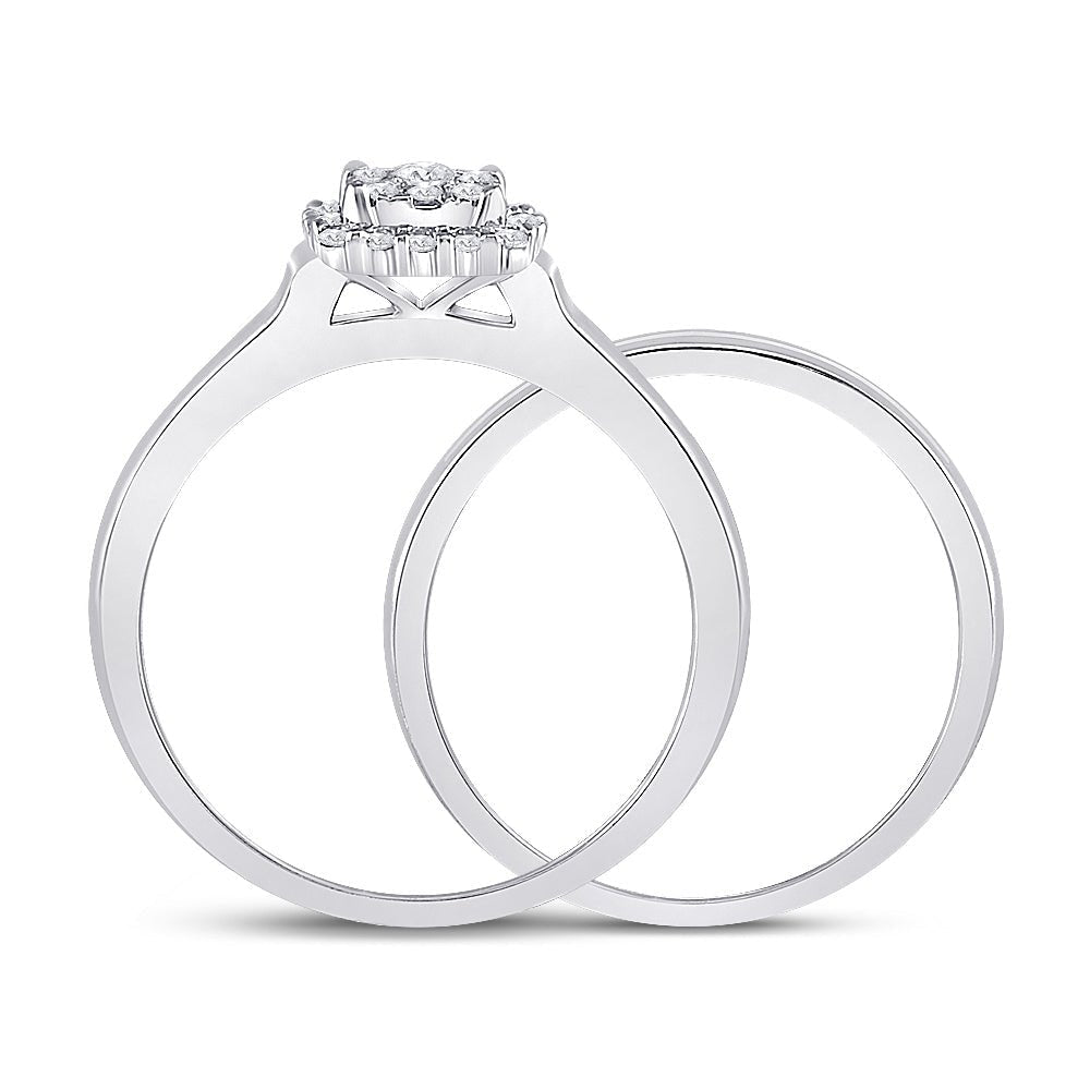 Radiant Love: 10kt White Gold Round Diamond Bridal Wedding Ring Band Set 1/2 Cttw - Splendid Jewellery