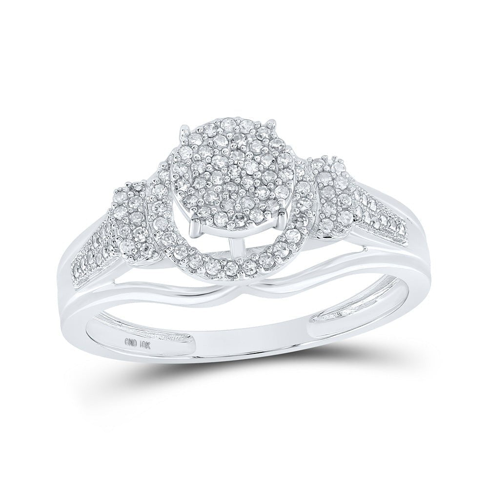 Radiant Love 10kt White Gold Round Diamond Cluster Bridal Wedding Engagement Ring - Splendid Jewellery