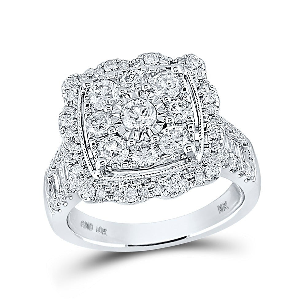 Radiant Love: 10kt White Gold Square Diamond Bridal Wedding Ring - Splendid Jewellery