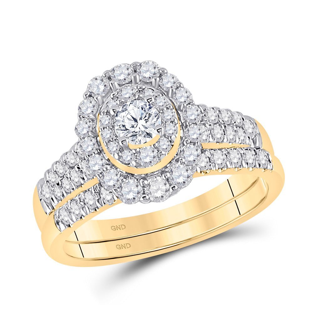 Radiant Love: 10kt Yellow Gold Diamond Bridal Wedding Ring Band Set - Splendid Jewellery